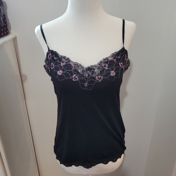 Susan Lawrence Y2k Whimsigoth Goth Purple & Black Floral Lace Print | Medium - Picture 1 of 7